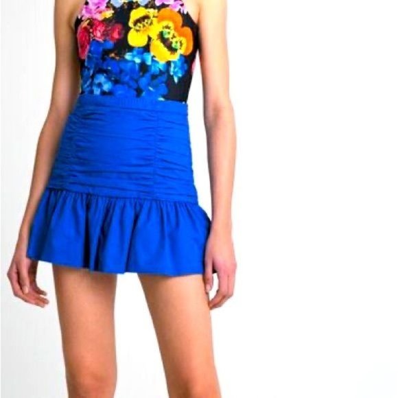 DESIGUAL 100% Cotton High Waist Ruched Ruffle Flounce Mini Skirt Size Sm… - Picture 1 of 15
